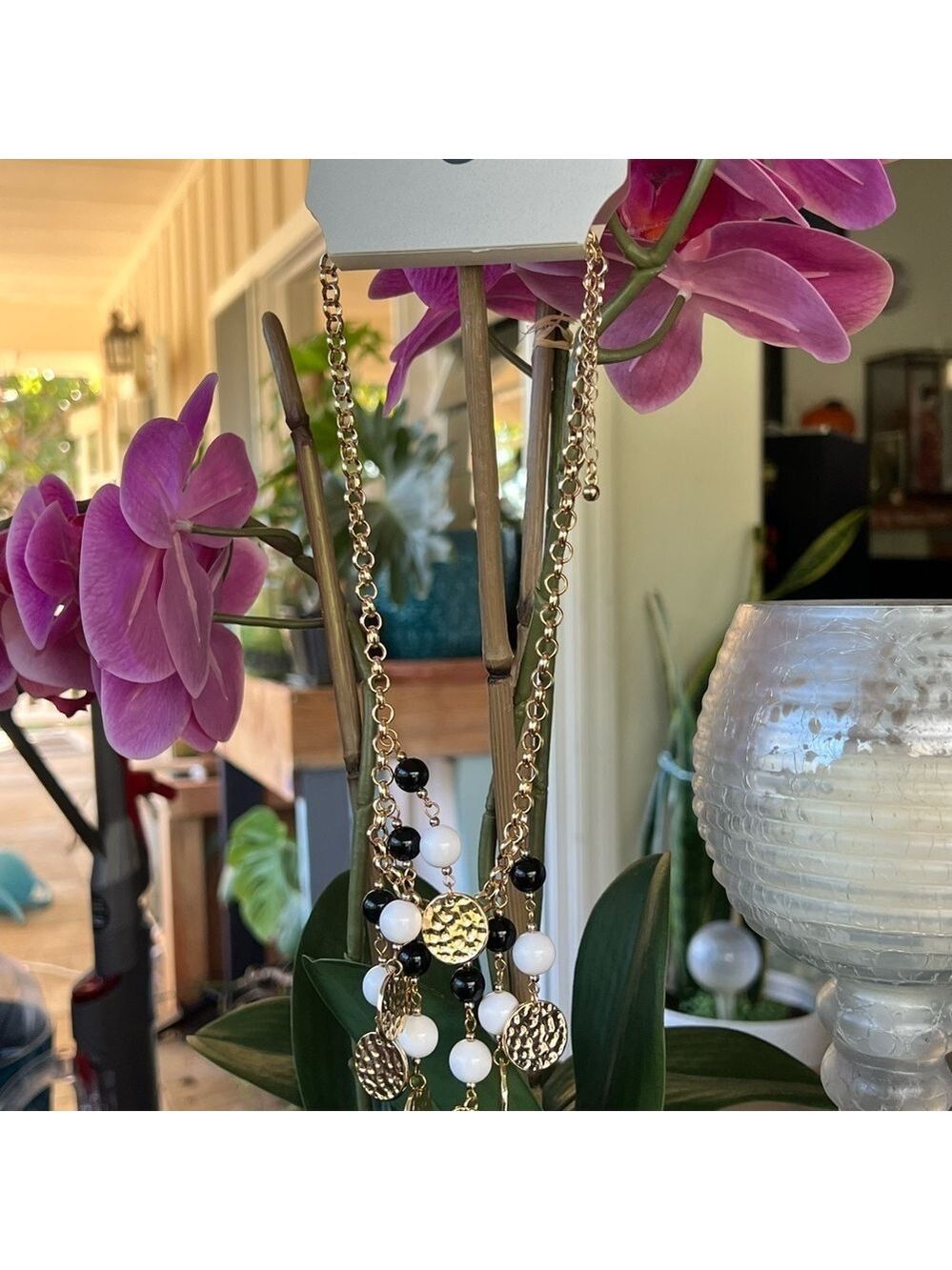 A & I Gold Blue White Necklace Statement Necklace